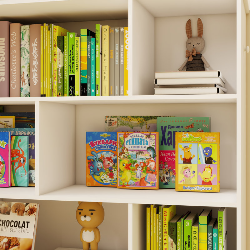 Multi-Functional 7 Shelf Kids Bookcase with 2 Hooks