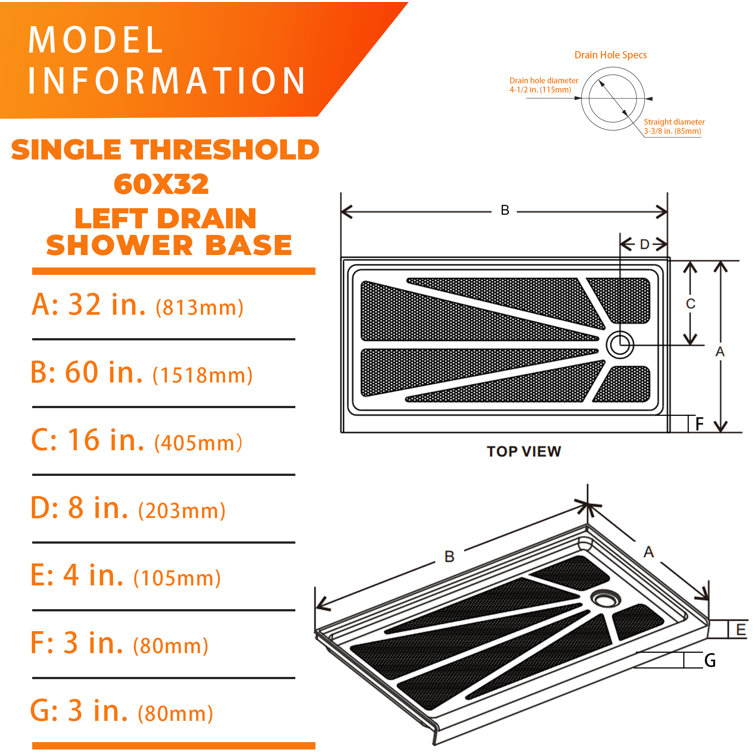 38'' W 38'' D Neo-Angle Double Shower Base