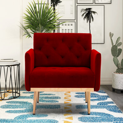 Fauteuil en velours touffeté de 78,994 cm de large Jaunius