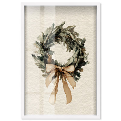 Décoration murale de Noël porte encadrée par Art Remedy, cadre blanc, 17 x 25