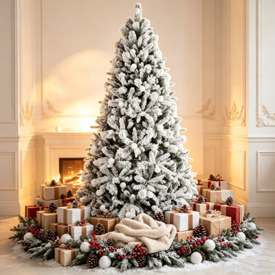 Arbre de Noël 8 pi avec 470L de lumières G45 colorées, arbre de Noël artificiel à charnière en PVC à 10 aiguilles