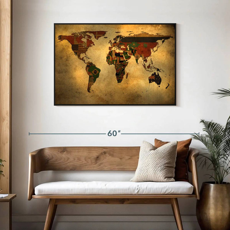 Carte des drapeaux du monde Aliaz, H 29 po x l 43 po