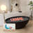 67" Freestanding Solid Surface Soaking Oval Bathtub-111464615