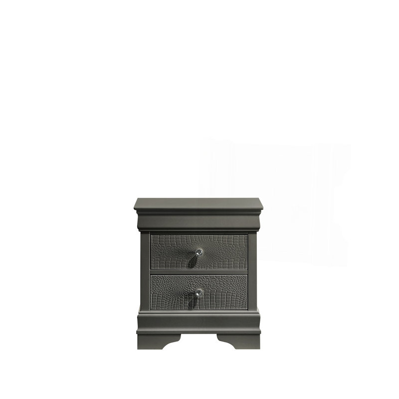 Ensemble de chambre avec grand lit 5 pièces avec tête de lit à DEL en bois gris Blaze, Grey, Grand lit