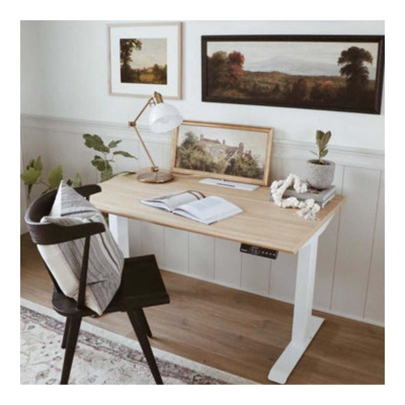Standing Desk, Woodgrain, White, 52" H x 48" W x 30" D