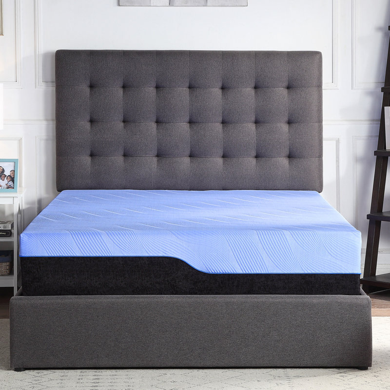 Matelas rafraîchissant 12 po pour lit simple - Mousse de latex et ressorts Blue Cover Sound Rest
