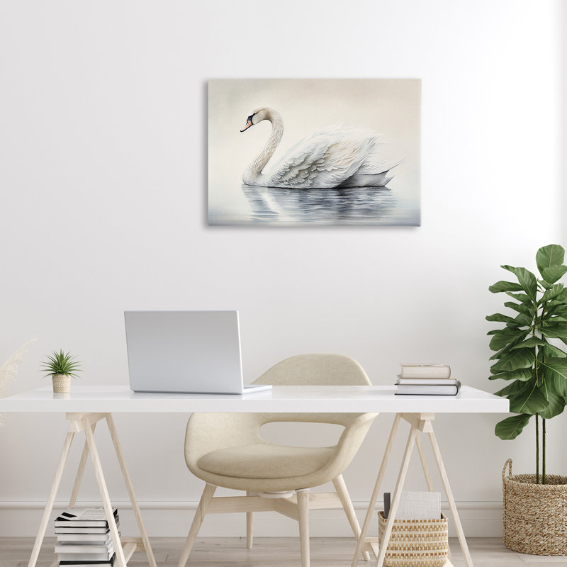 Elegant Floating Swan Canvas, design by Sasha