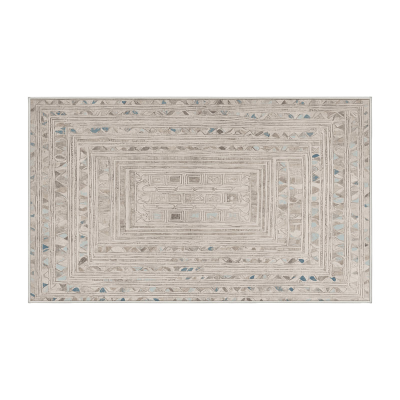Machine Washable Beige Area Rug, Rectangle 2' x 3'