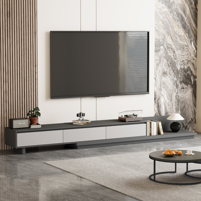 Meuble télé 78,7 po extensible, avec une largeur maximale de armoire de rangement de 141,7 po, Gris