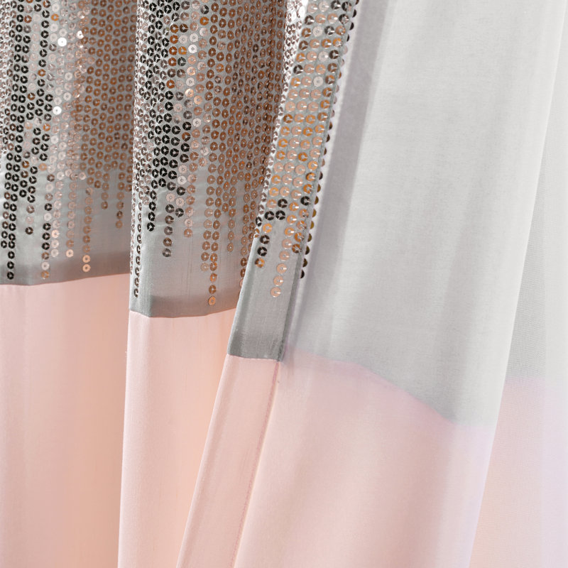 Panneau de rideau simple semi-diaphane avec passe-tringle Night Sky, Gris/Rosé, l 42 po x L 95 po