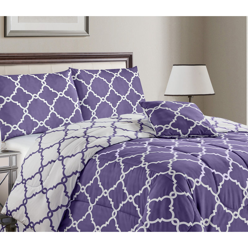 5 Piece Comforter set Reversible Down Alternative Comforter Duvet Insert, Twin Comforter + 2 Shams + 2 Throw Pillows