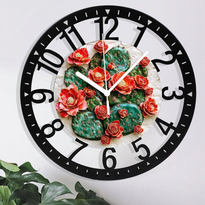 Metal Wall Clock for Living Room -10" Forest Path Lined With Bluebell Flowers Silent Non Ticking,Battery Operated, Antique Clocks for Farmhouse,Bedroom,Kitchen - Arabic Numerals