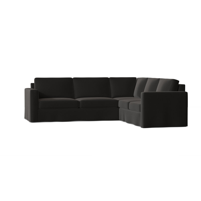 Canapé modulaire de coin large 108 po Bewley, Noir, Ébène Key, Accoudoir à droite (vu de face)