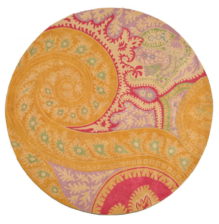 Opulent Nina Black Hand Tufted Wool Orange Transitional Floral Area Rug, Round 7'9"