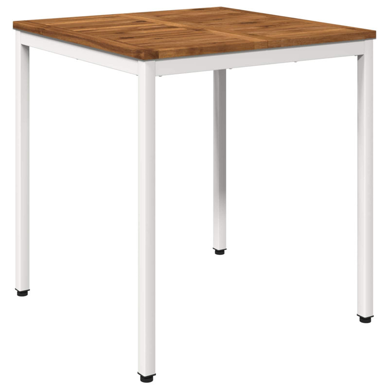 Acacia Metal Base Dining Table, Brown, 75cm H x 70cm W x 68.5cm D, White