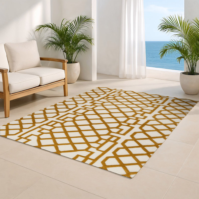 Tapis intérieur et extérieur beige Trellis, Rectangle 4pi x 6 pi