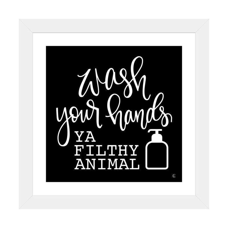 «Wash Your Hands» - impression, H 16 po x l 16 po x p 1 po, Papier blanc