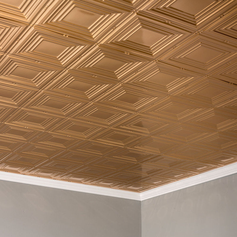 Panneau de plafond décoratif en vinyle 2 pi x 4 pi FASÄDE, Cuivre poli