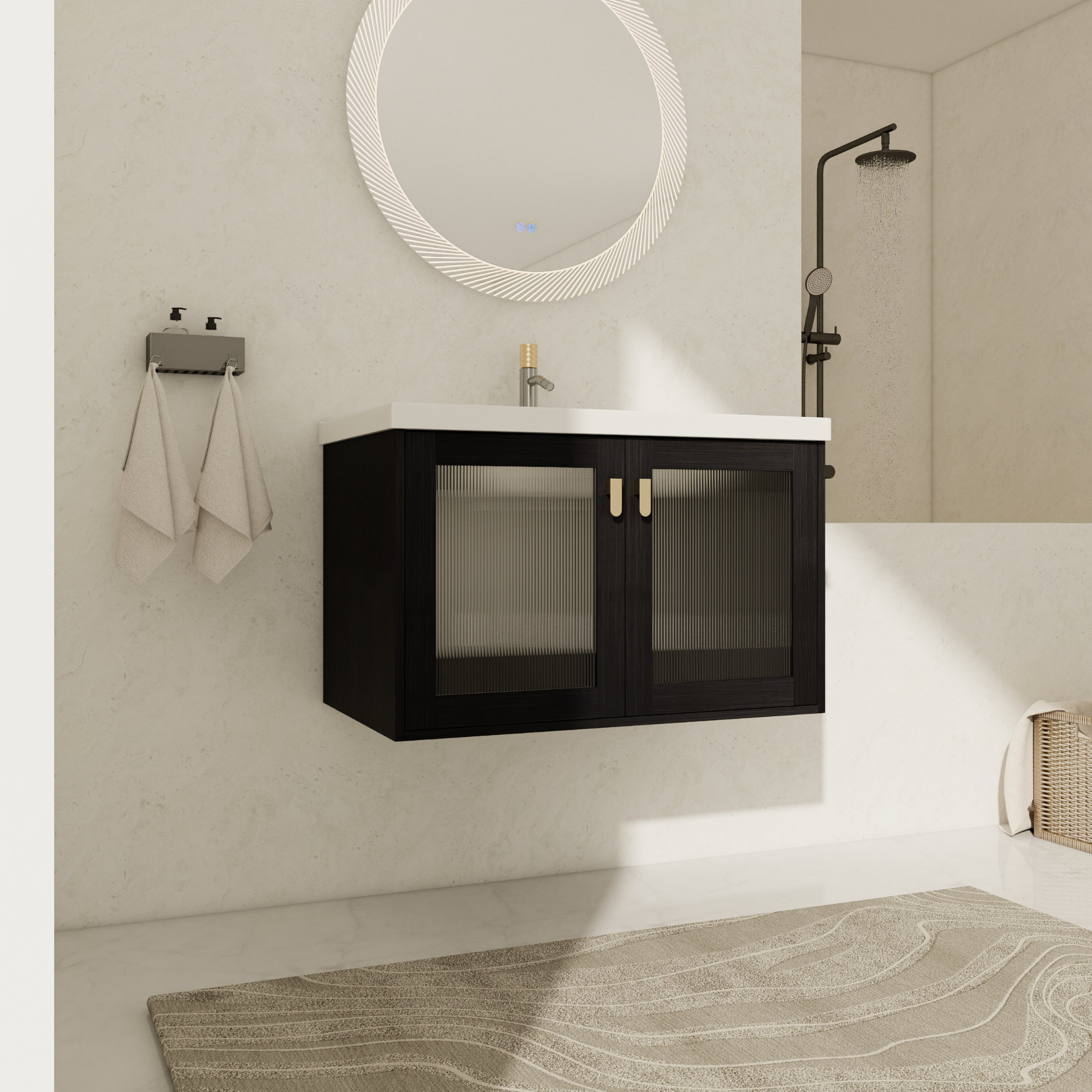 Ebern Designs Esmiralda 31.93'' Single Bathroom Vanity with Ceramic Top ...