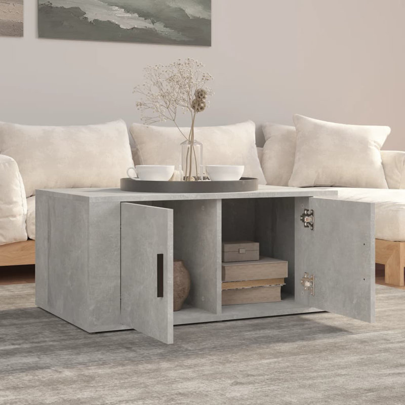 Nyzair Solid Coffee Table with Storage, Concrete Grey