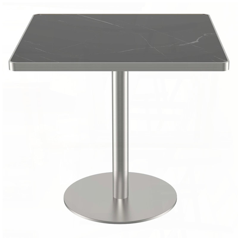 Square Faux Marble Dining Table with Titanium Gold Legs (31.5"), Black/Silver