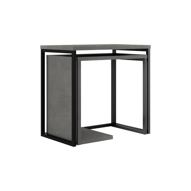 Ajabah 2 Piece Nest of Tables – Stylish and Functional Nesting Tables, Retro Grey