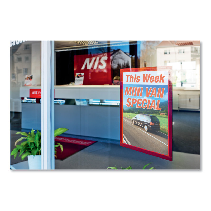 DURAFRAME Sign Holder, 8 1/2" X 11", Red Frame, 2/Pack