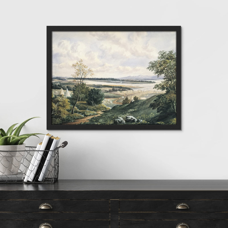 "Campagne champ vert émeraude" sur papier, H 8 po x l 10 po, Noir