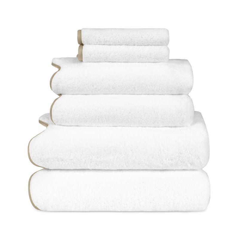 Antalya 6 Piece Turkish Cotton Towel Set, White/Candlelight