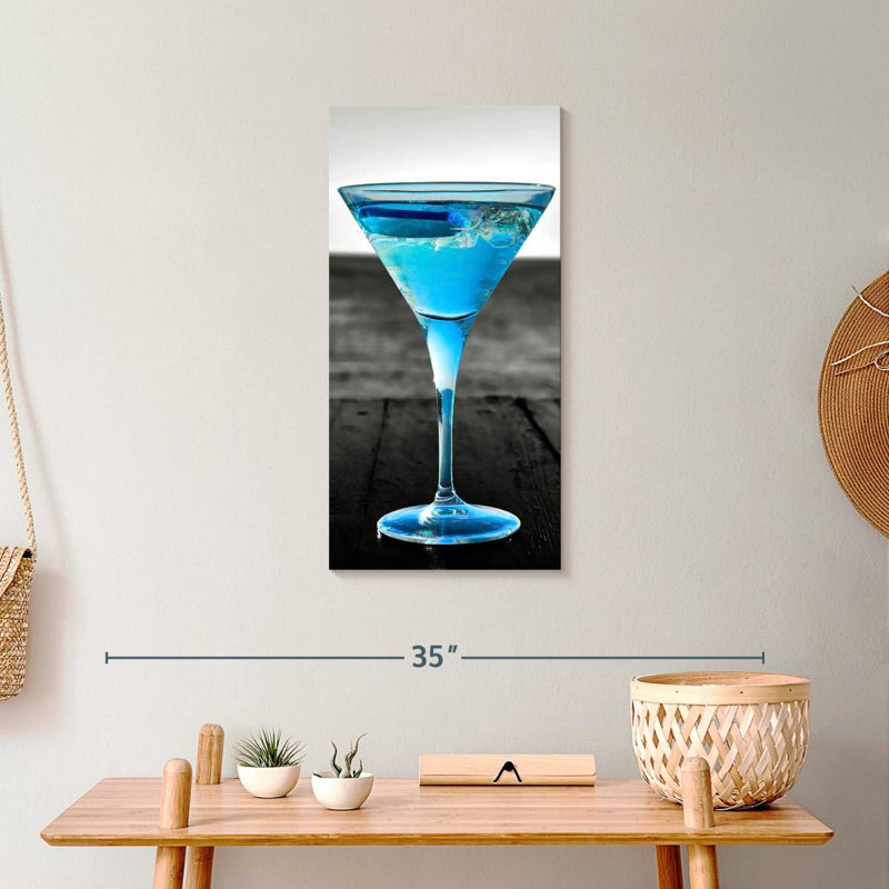 " Pop Blue Martini " Print, 24" H x 12" W x 1.25" D