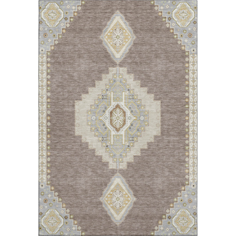 Premium Machine Washable Guada AMF1014 Oriental Rug, Rectangle 8' x 10'