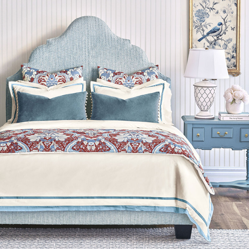 Giorgina Damask Comforter, Full Duvet Cover, Blue/Ivory Solid Color