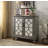 Exquisite Console Table with Mirrored Doors and Diamond Trim Inlay, Supported by Wooden Bun Turned Legs for Durable and Stylish Use