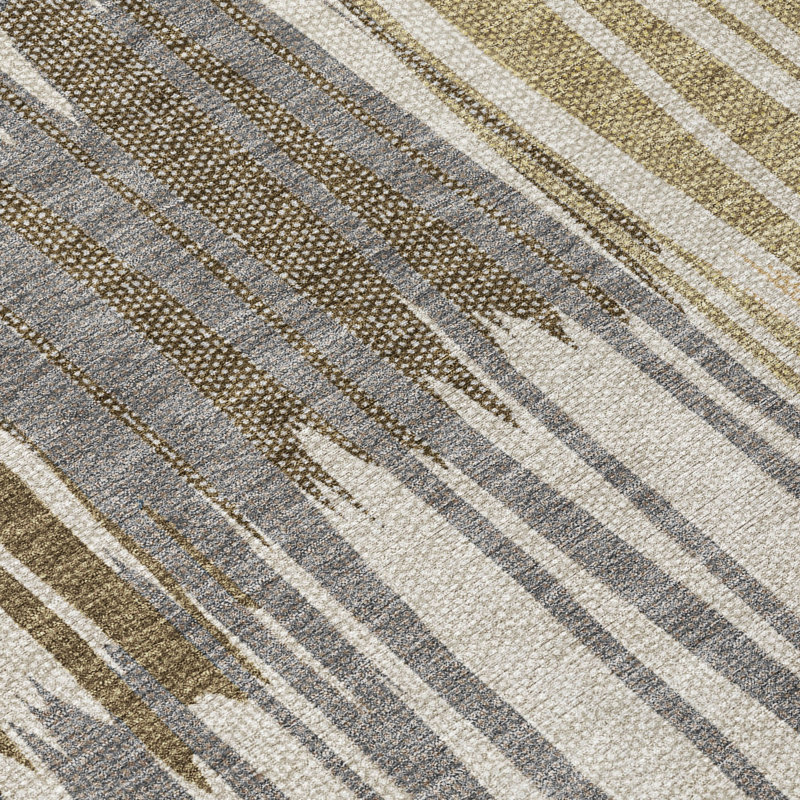Machine Washable Indoor/Outdoor Chantille ACN2896 Striped Rug, 2'3" x 7'6" Runner, Beige