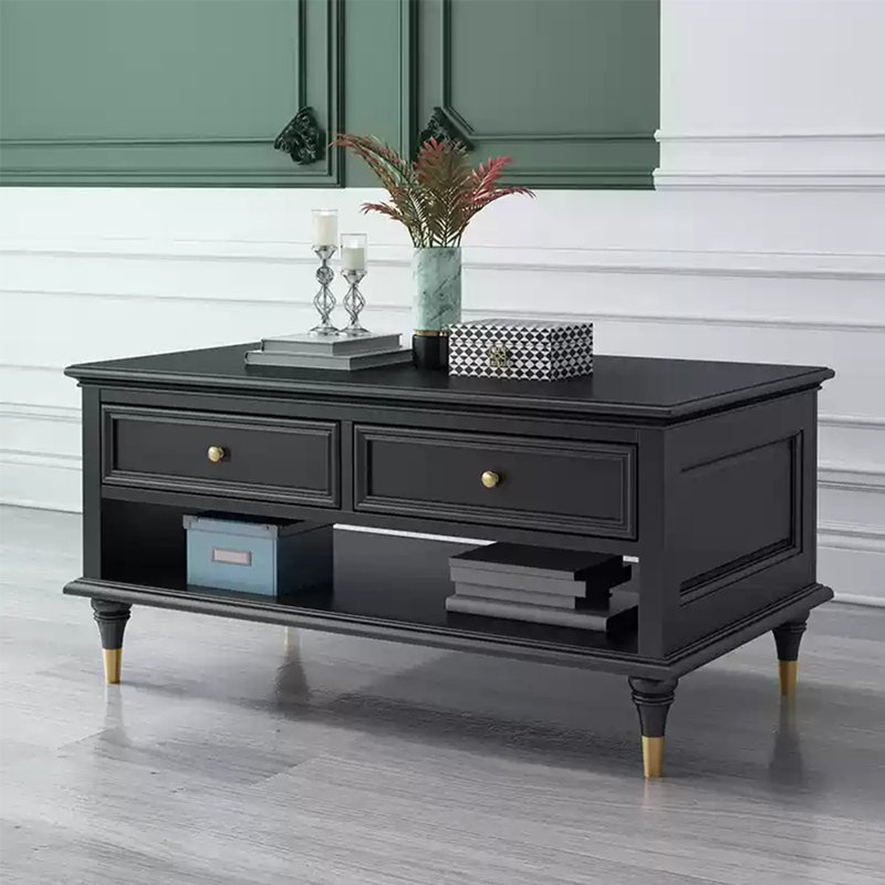 Eco-painted waterproof coffee table, Black, 19.29" H x 55.11" L x 26.77" W