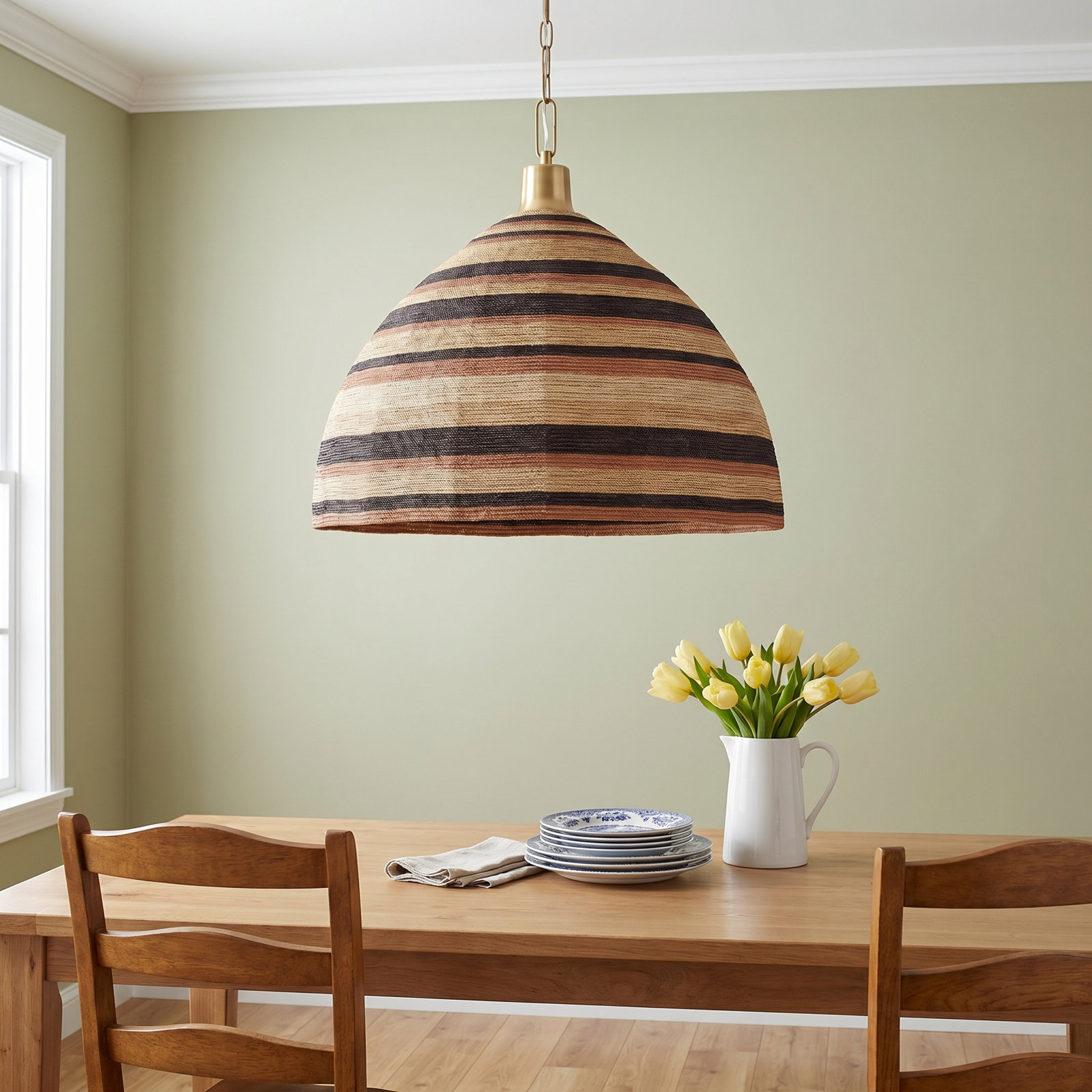Single Light Dimmable Pendant, 33.5" H x 30" W x 30" D