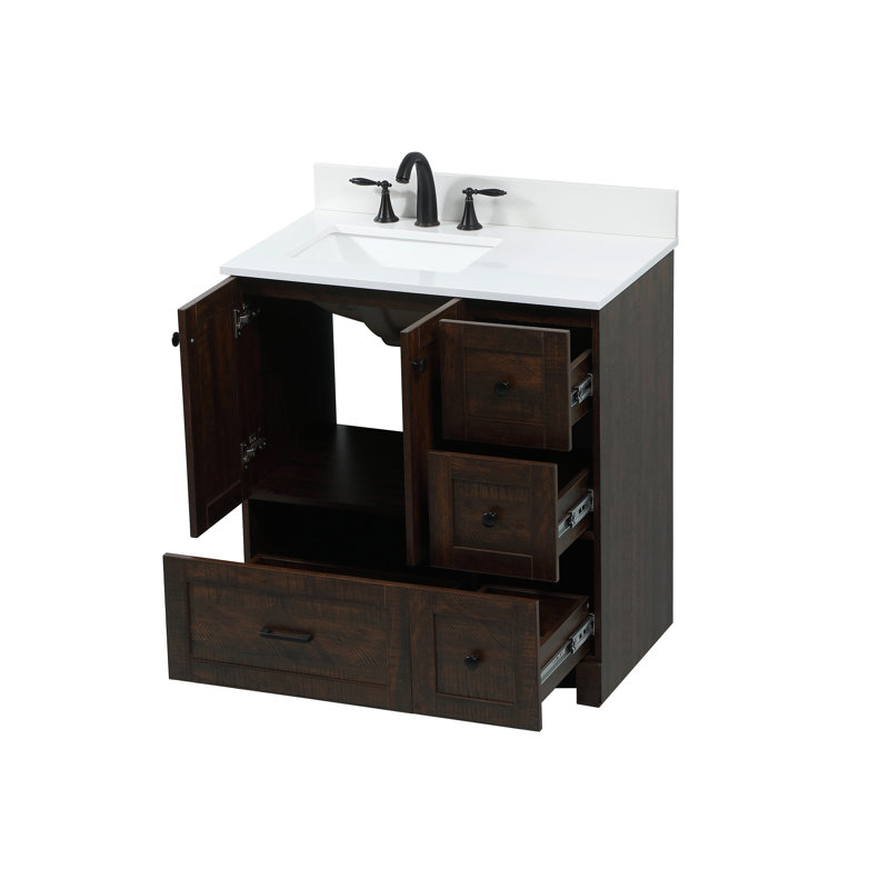 Soma 32'' Single Bathroom Vanity with Engineered Marble Top, Expresso