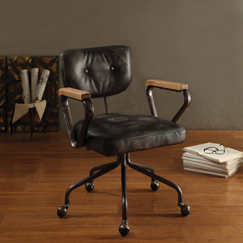 Chaise de bureau pivotante avec garniture cloutée, Noir