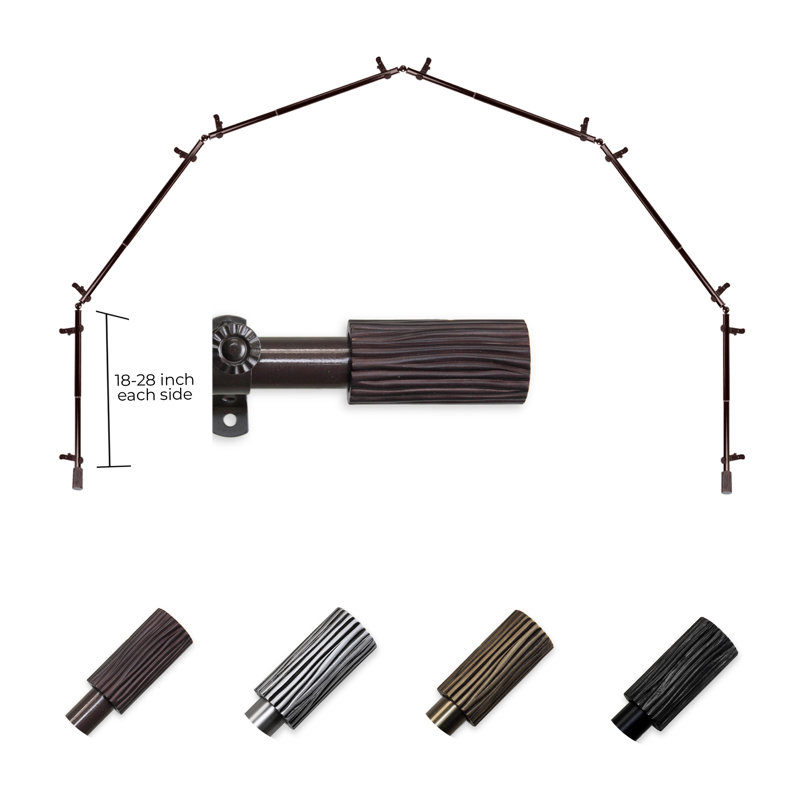 Tringle à rideaux simple réglable 28 "à 48" 0,81 "à baie vitrée, Cacao, 18 à 28 po (de chaque côté)