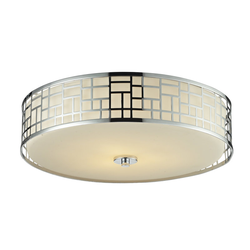 Barika Glass Flush Mount, 6.25" H x 16.25" W, Bronze