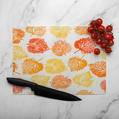 Hand Drawn Boho Spring Glass Chopping Board