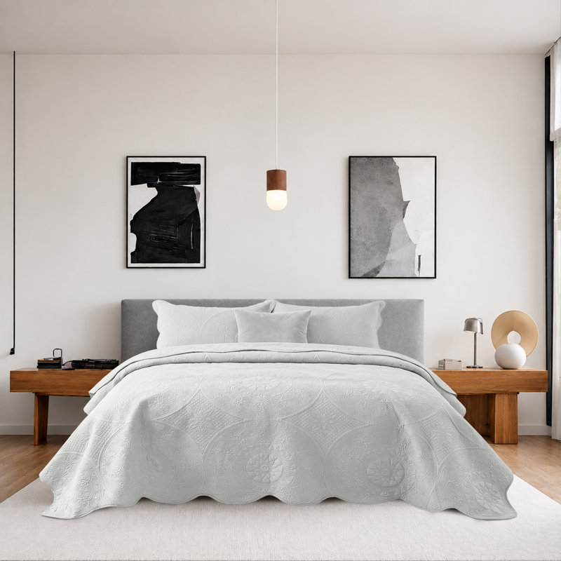 Literie Moonlight à motif floral surdimensionné – Literie respirante et réversible pour toutes les saisons, Lit simple, Blanc