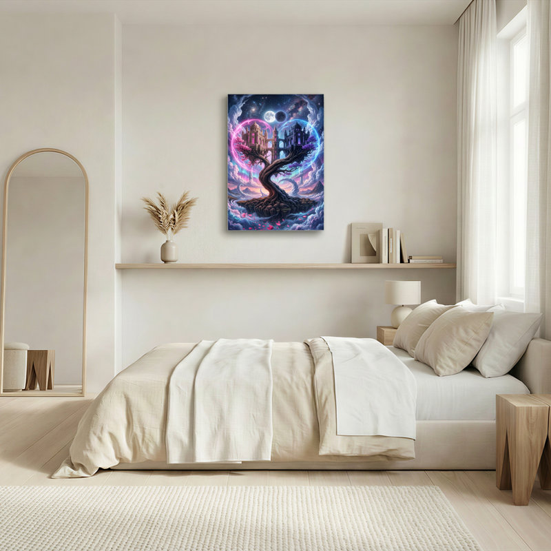 «Gallery Wrap», art mural sur toile pour le salon, la chambre à coucher, le bureau ou le vestibule - décoration murale décorative avec arbre fantastique