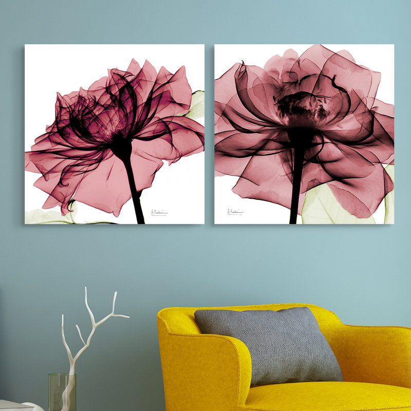 Ensemble de reproductions d'art en verre trempé sans cadre Chianti Rose I & II