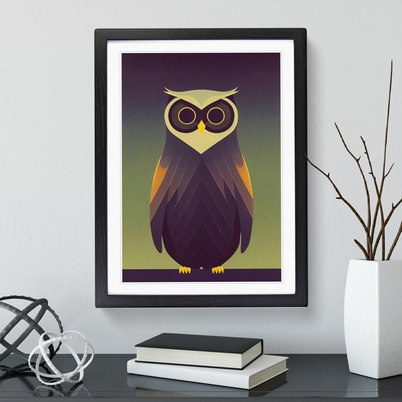 Unique Owl Art No.1 Abstract - Single Picture Frame Print, 64cm H x 46cm W x 2cm D, Black Framed