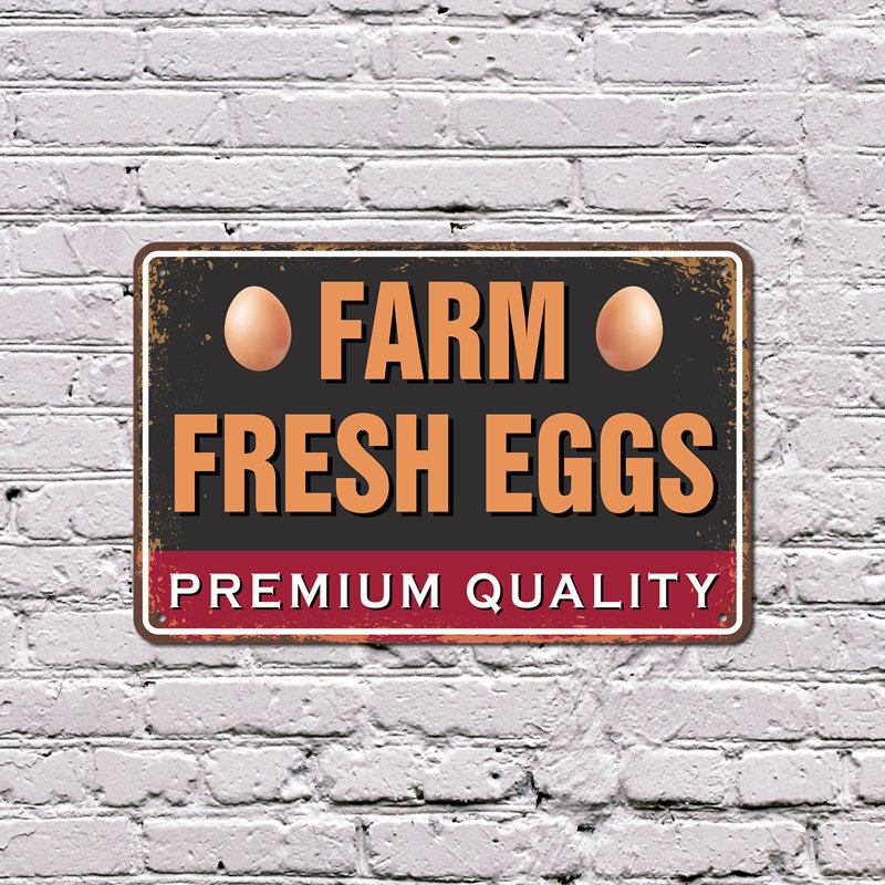 Enseigne en plastique 11 po x 17 po Farm Fresh Eggs Street, H 11 po x l 17 po x P 0,1 po