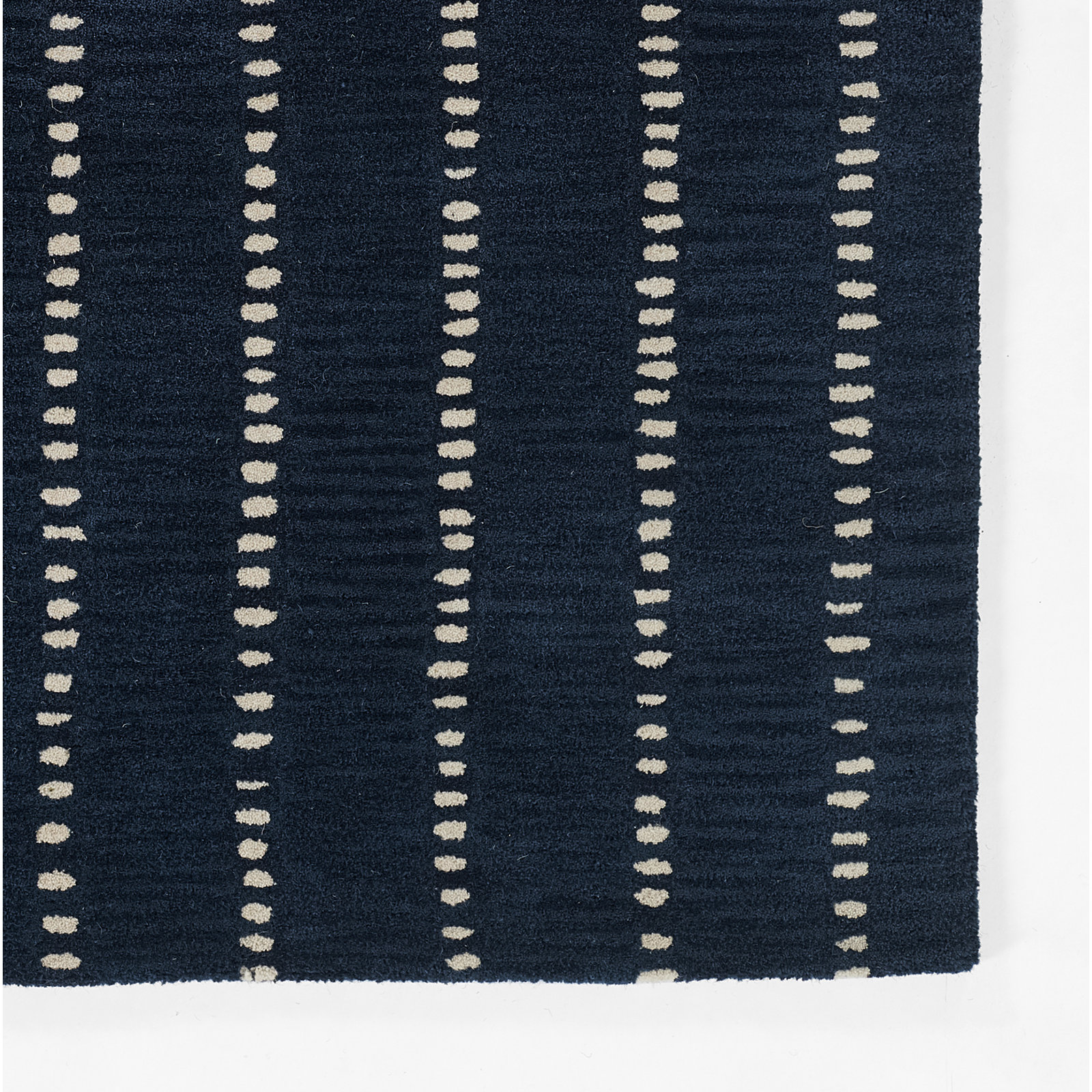 Nichols Navy Hand-Tufted Striped Wool Rug, Rectangle 2' x 3'
