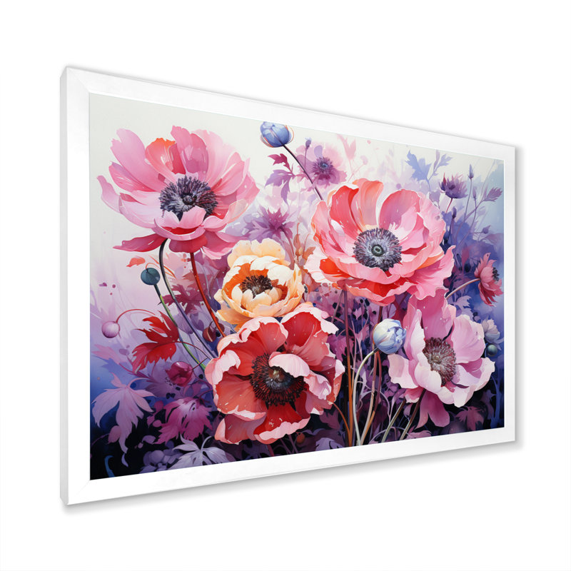 Meadow Anemone Enchantment II - Floral Wall Art Prints, H 12 po x l 20 po, Cadre photo blanc
