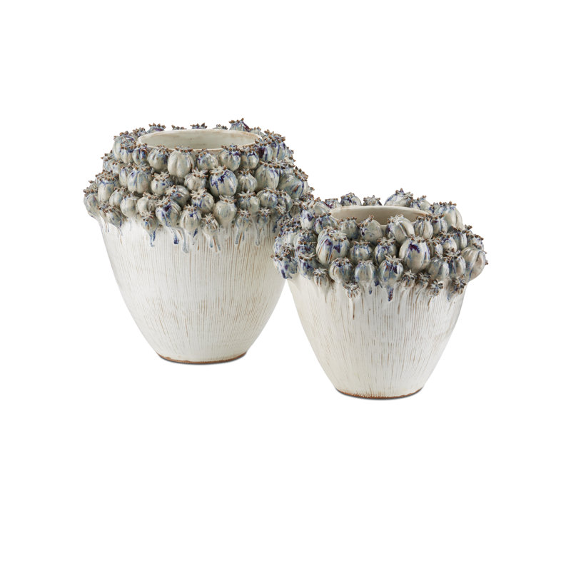 Poppy Pod Handmade Ceramic / Porcelain Table Vase, 15" H x 14.75" W x 14.75" D