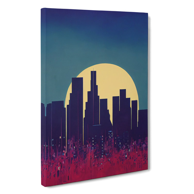XC1022-23X A City Skyline Sunset No.6 Abstract - Wrapped Canvas Print, 76cm H x 50cm W x 3cm D